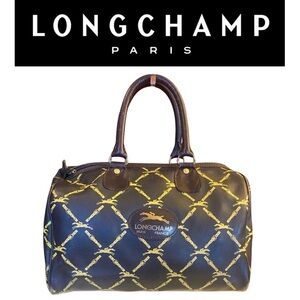 LONGCHAMP Dark Brown Nappa Leather Mini Speedy Style Handbag, Vintage, GUC